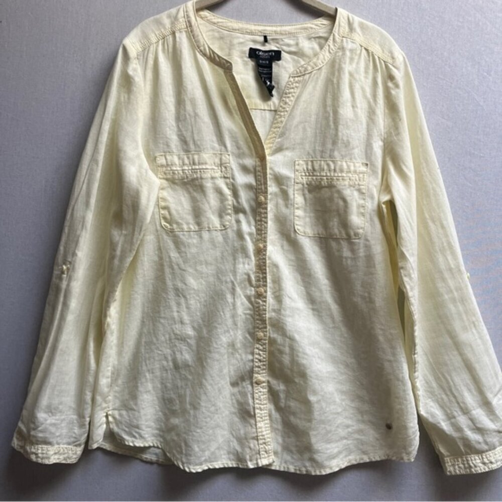 Olsen Europe linen cotton yellow light weight button down shirt Sz S-M